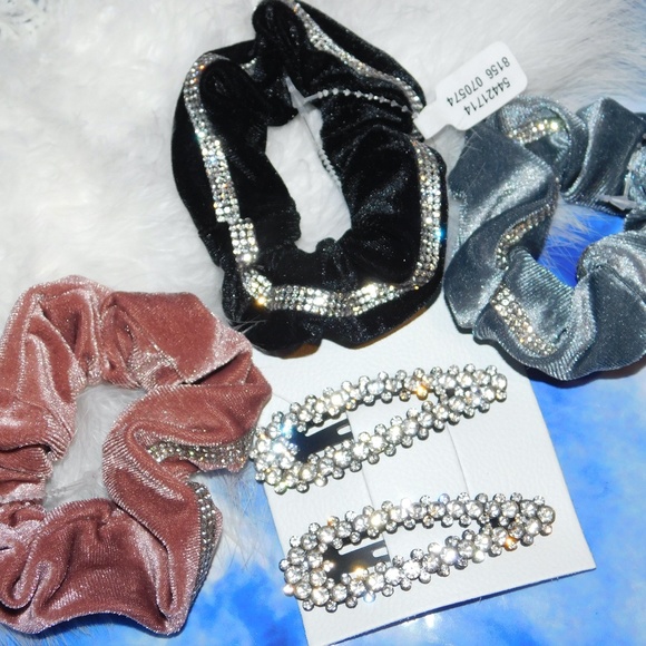 Free People Rhinestone Barrette and Scrunchie Lot